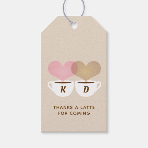 Thanks A Latte Custom Wedding Monogram Initials Gift Tags