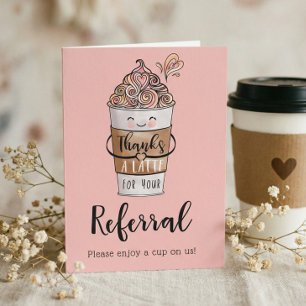 Thanks a Latte Customer Referral Appreciation Letterpress Thank You Card