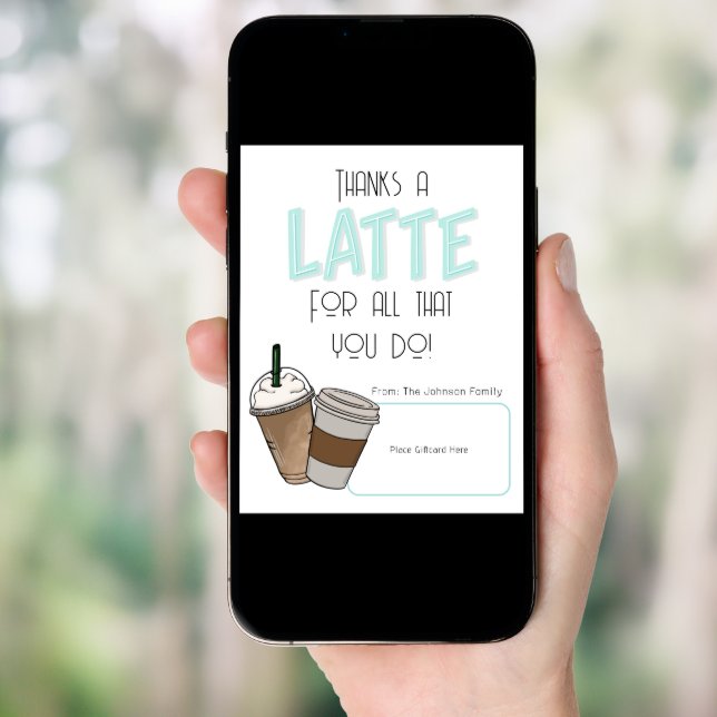 Thanks a Latte Gift Card Holder (Front Digital)