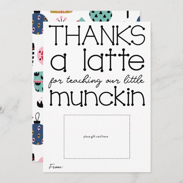 Thanks a latte Holiday Teacher Appreciation Card (Front/Back)