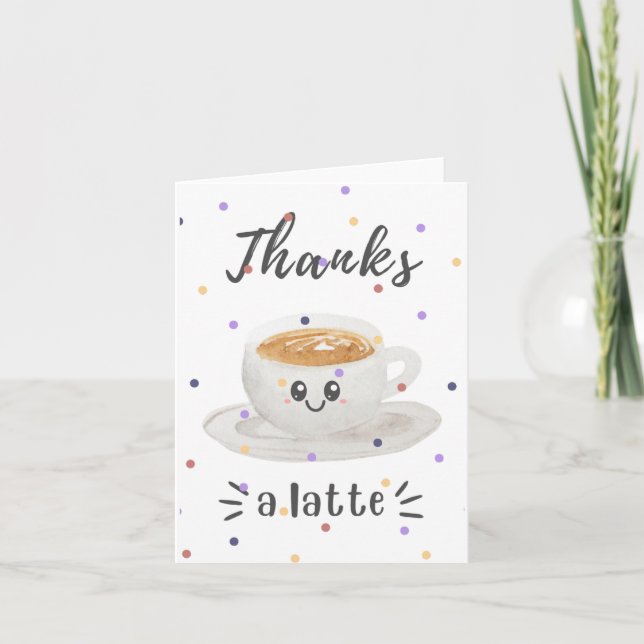 Thanks a Latte Letterpress Thank You Card (Front)