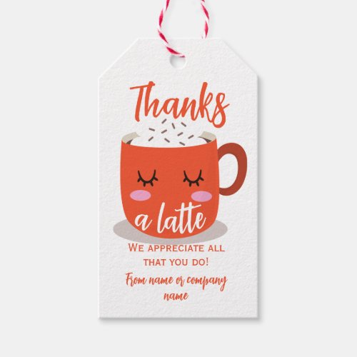 Thanks A Latte Orange Gift Tags