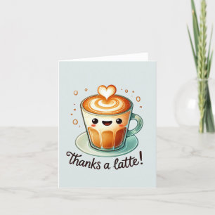 Thanks a Latte Pun Letterpress Thank You Card