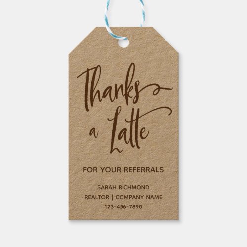 Thanks a Latte  Realtor Marketing   Thank You Gift Tags