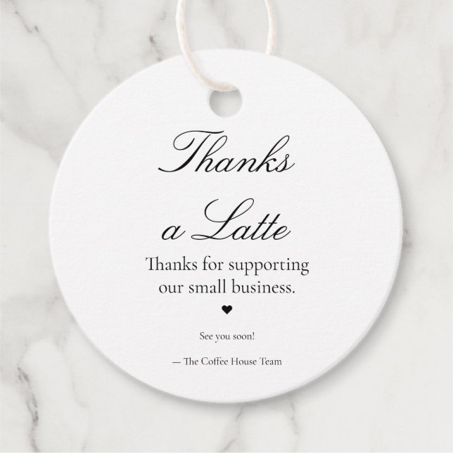 Thanks a Latte Round Coffee Gift Tag (Front)