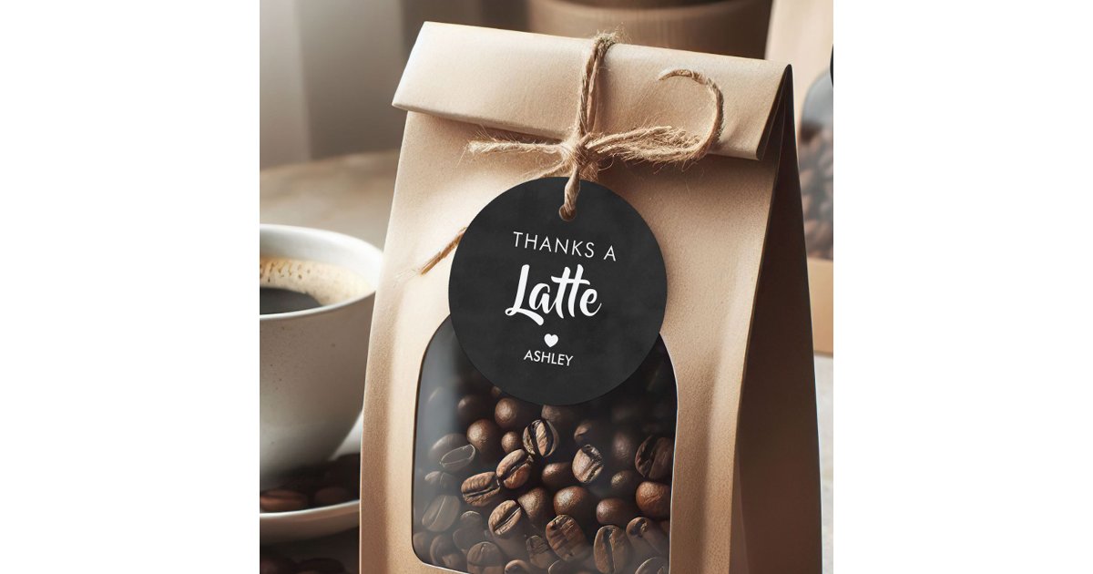 Thanks a Latte Tags, Coffee Gift Tag, Chalkboard Favor Tags | Zazzle