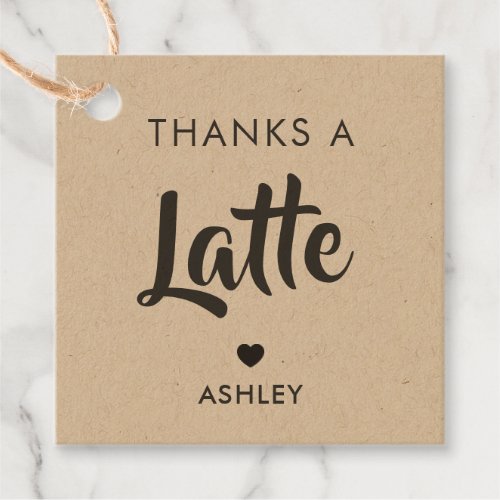 Thanks a Latte Tags Coffee Gift Tag Kraft Favor Tags