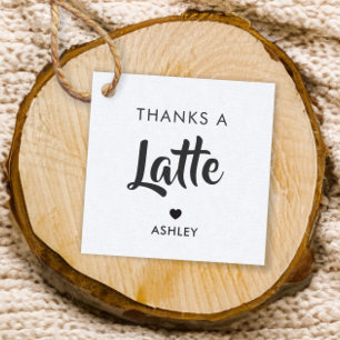 Thanks a Latte Tags, Coffee Gift Tag, Kraft Favor Tags