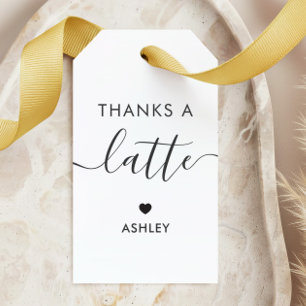 Thanks a Latte Tags, Coffee Gift Tag, Kraft Tags