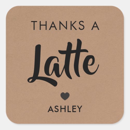 Thanks a Latte Tags Coffee Stickers Kraft Square Sticker