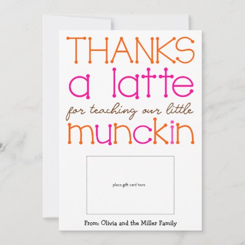 Thanks a latte Teacher Appreciation Card