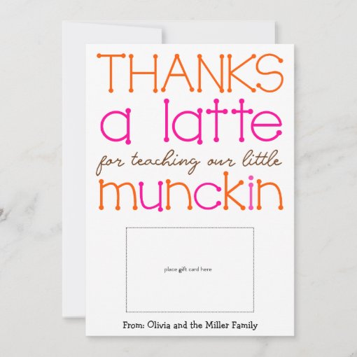 Thanks a latte Teacher Appreciation Card | Zazzle