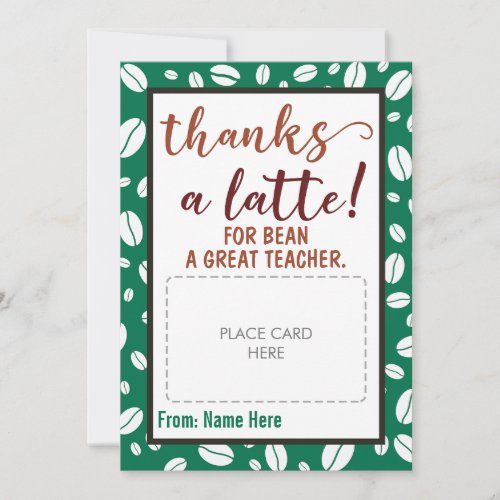 Thanks a Latte Teacher Coffee Gift Card Holder