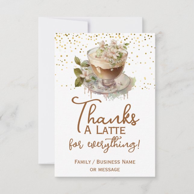 Thanks A Latte Thank You Cream Coffee Card (Front)