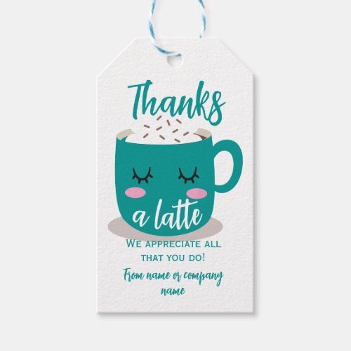 Thanks A Latte Thank You Gift Tags