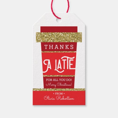 Thanks A Latte Thank You Tag Christmas Tag