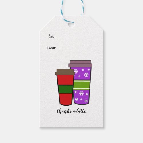 Thanks a Latte Two Holiday Drinks Gift Tags