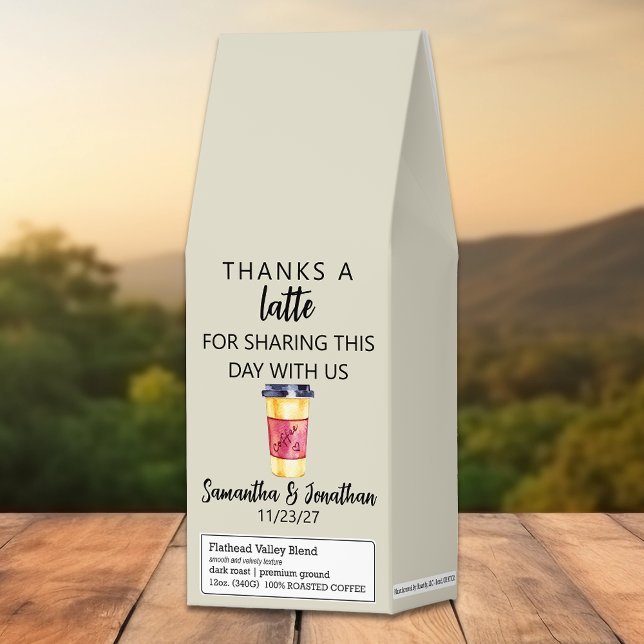 Thanks a Latte Wedding favor Roasted Coffee (Creator Uploaded)