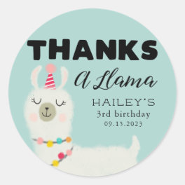 Thanks A Llama Birthday Party Favor Classic Round Sticker