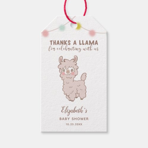 Thanks A Llama Cute Baby Shower Favor Gift Tags