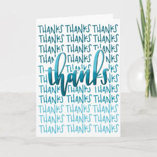Thanks A Lot! - Thank You Card - Blue Calligraphy