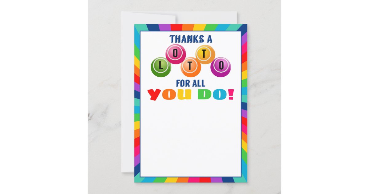 thanks a Lotto for all you do volunteer gift card Zazzle