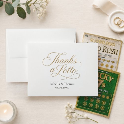 Thanks a Lotto Wedding Favor Gold Lottery Ticket Envelope