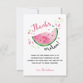 Thank's a Melon 1st Birthday Thank You Card | Zazzle