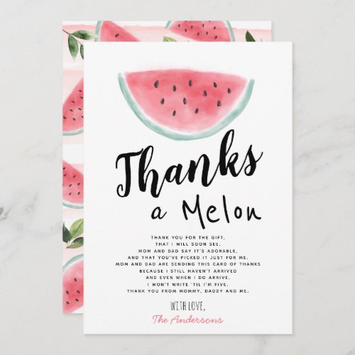 Thanks a Melon Baby Shower Thank You Card