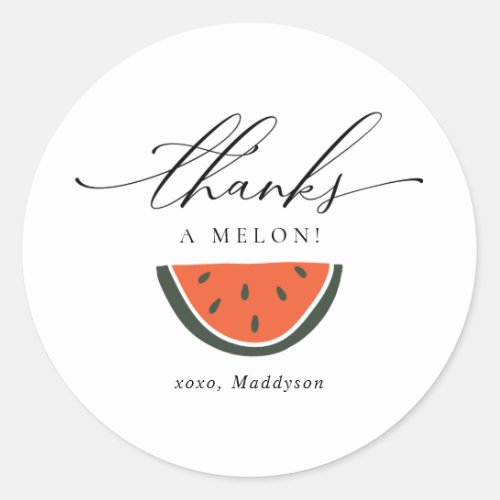 Thanks a Melon Birthday Favor Classic Round Sticker
