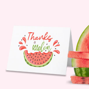 Thanks a Melon First Birthday Watermelon Letterpress Thank You Card