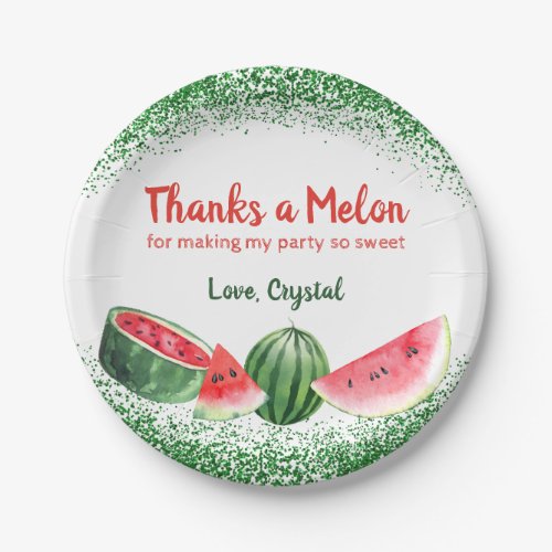 Thanks a Melon Sweet Watermelon Birthday Paper Plates