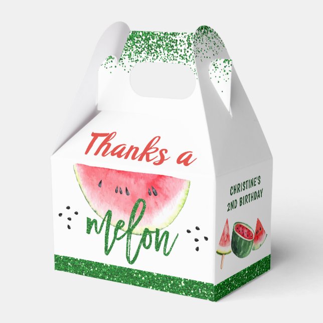 Thanks a Melon Sweet Watermelon Birthday Thank You Favor Boxes (Back Side)