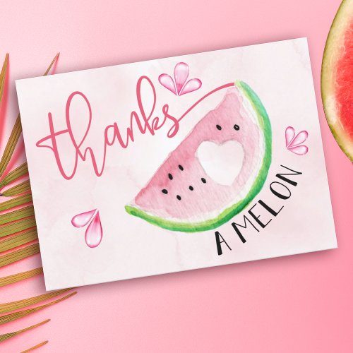 Thanks a Melon Watercolor Watermelon  Invitation