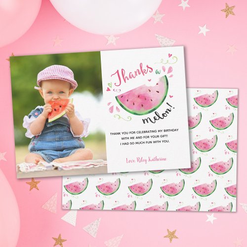 Thanks a Melon Watermelon 1st Birthday Thank You Card