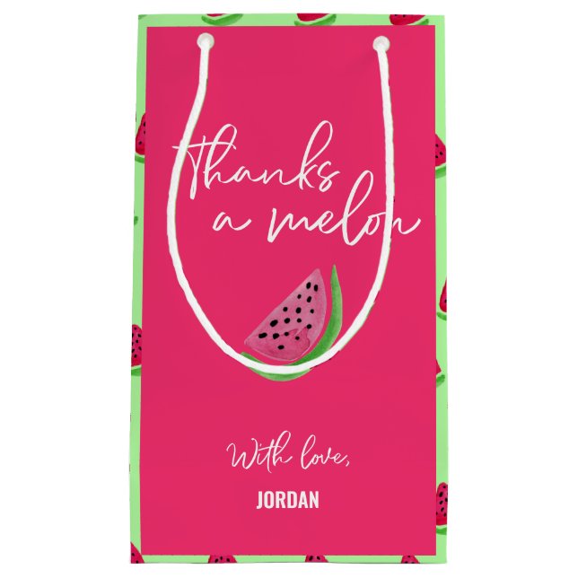 Thanks a Melon Watermelon 1st birthday Thank you Small Gift Bag (Front)
