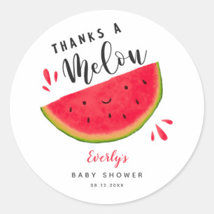 Thanks a Melon Watermelon Baby Shower Favor Classic Round Sticker