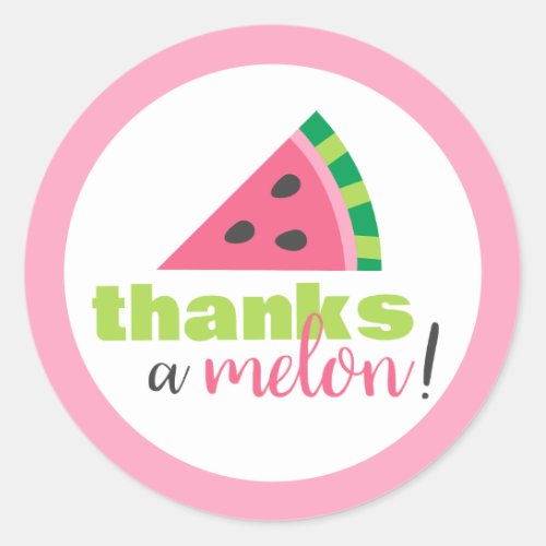 Thanks A Melon Watermelon Birthday Thank You Classic Round Sticker