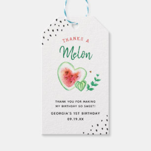 Thanks A Melon Watermelon Birthday Thank You Gift Tags