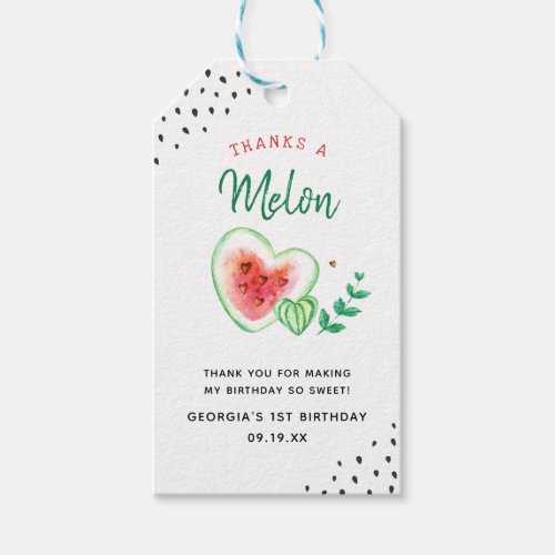 Thanks A Melon  Watermelon Birthday Thank You Gift Tags