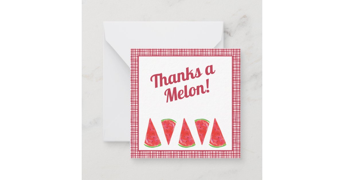 Thanks A Melon Watermelon Customer Thank You Note Card | Zazzle