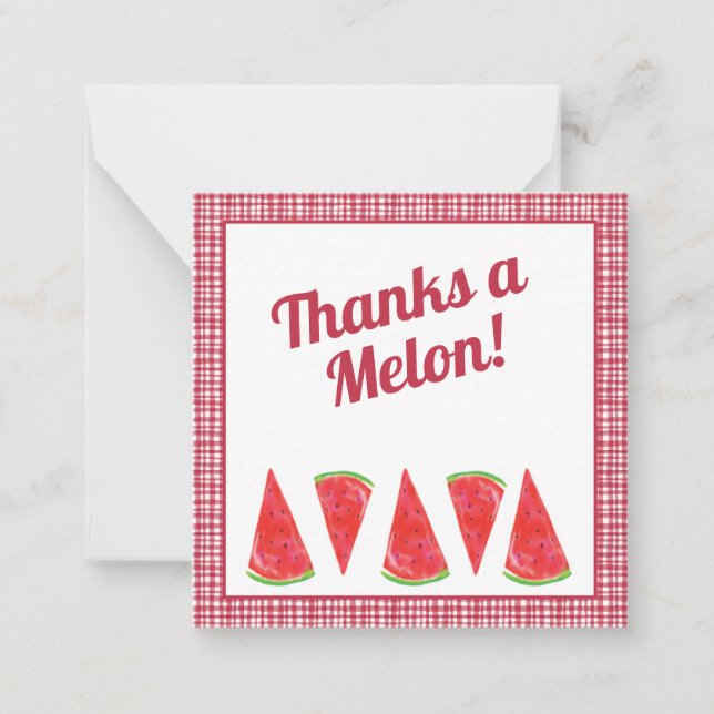 Thanks A Melon Watermelon Customer Thank You Note Card (Front)