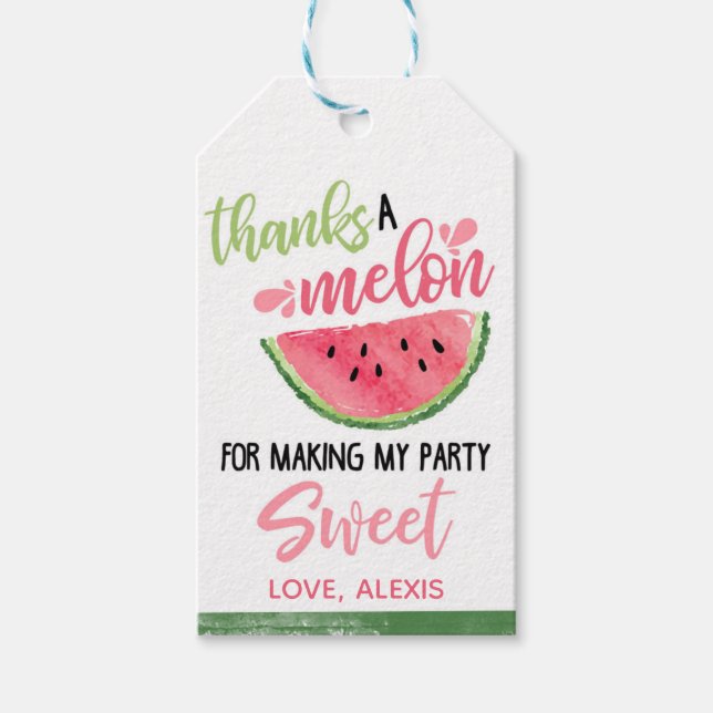 Thanks A Melon Watermelon Favor Tag (Front)