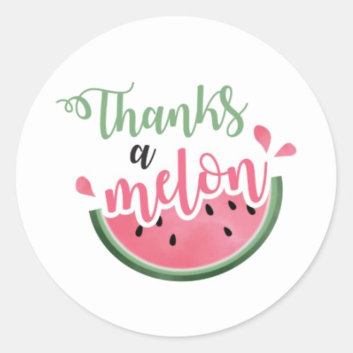 Thanks a Melon Watermelon first birthday Thank You Classic Round Sticker
