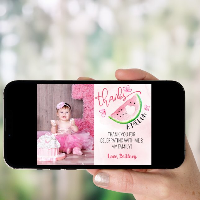 Thanks a Melon Watermelon Photo Thank You Invitation (Front Digital)