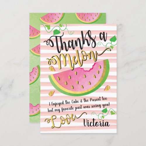 Thanks a Melon Watermelon Thank you note card