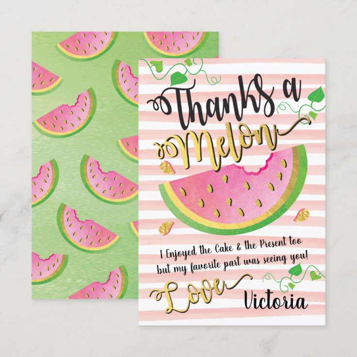Thanks a Melon Watermelon Thank you note card | Zazzle