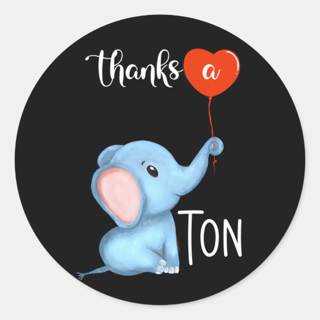 thanks a ton elephant thanksgiving  classic round sticker (Front)