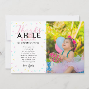 Thanks A Whole Bunch Donut Birthday Party Photo Thank You Card