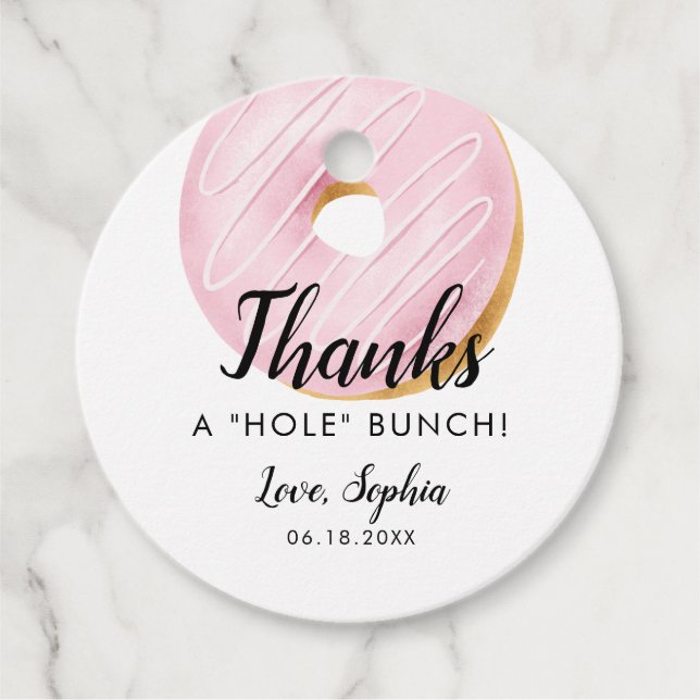 Thanks a WHOLE Bunch Donut Theme Birthday Party Favor Tags (Front)